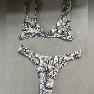 Neutral snakeskin bikini set top and bottom